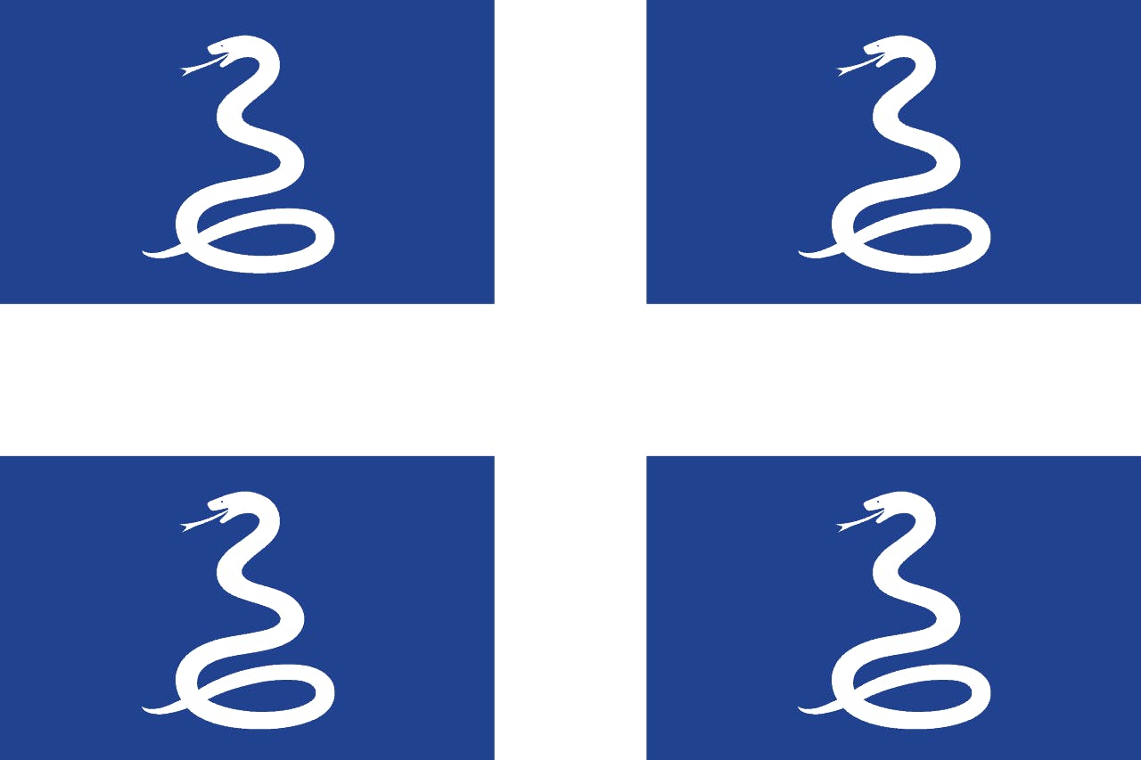 Martinique flag with four snakes
