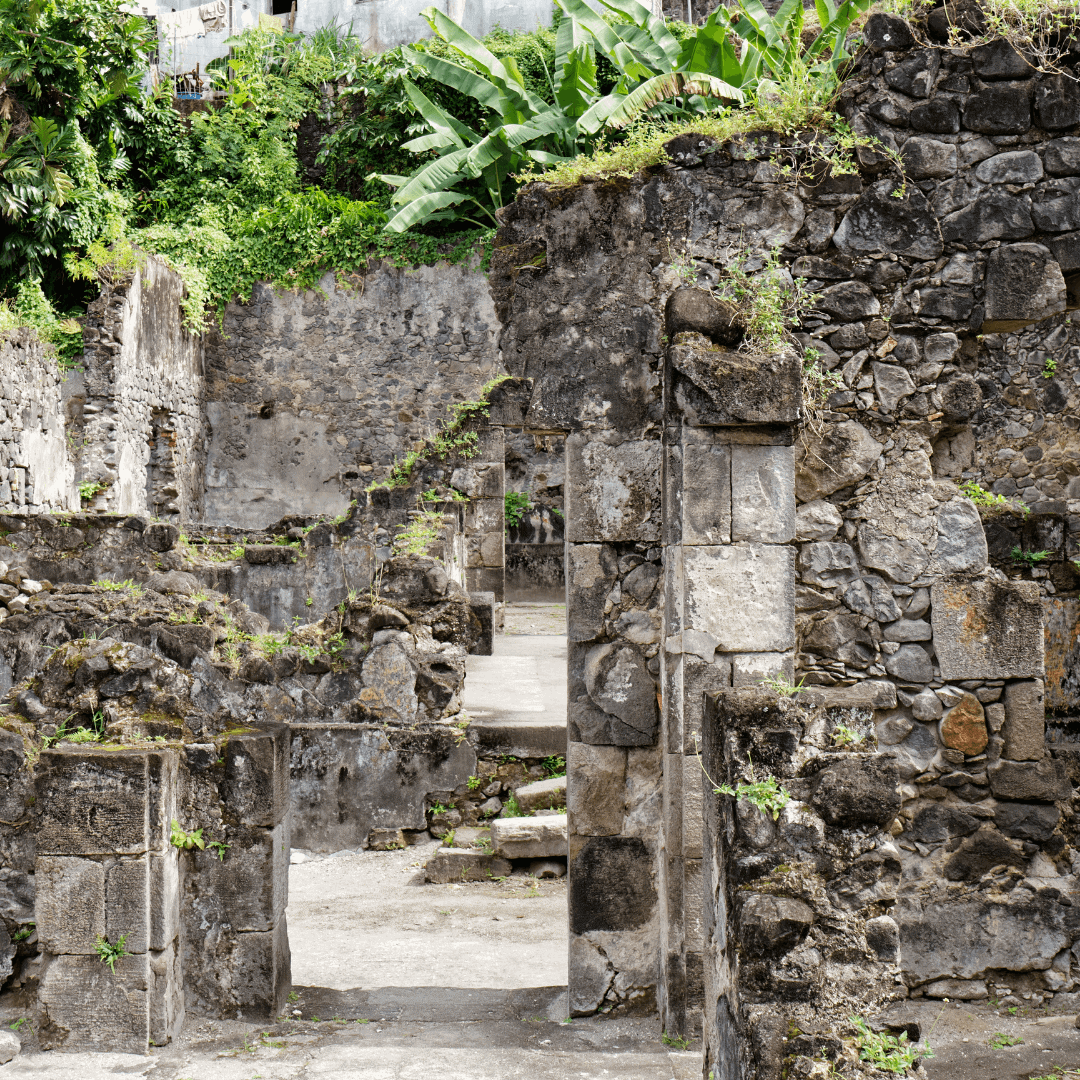 Remains of the eruptions of Mount Pelee