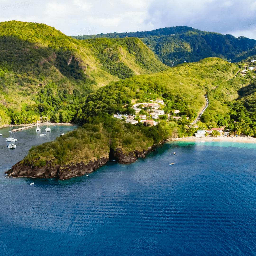 L'Anse Noire and L'Anse Dufour seen from above