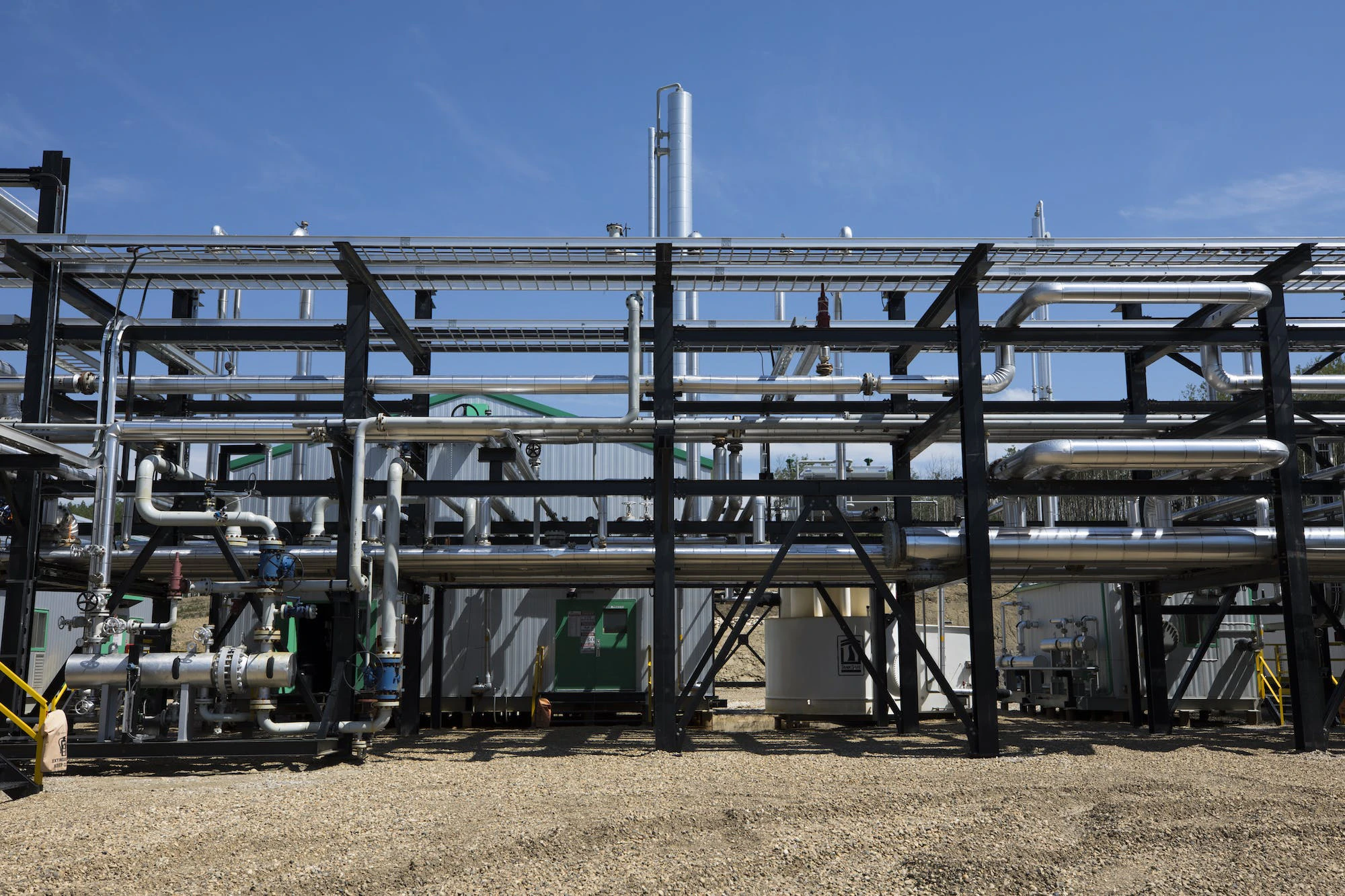 Silver pipes at a gas plant.