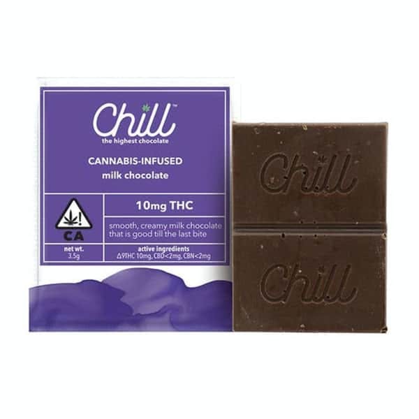 A convenient two-square serving of Chill's cannabis-infused Milk Chocolate. 