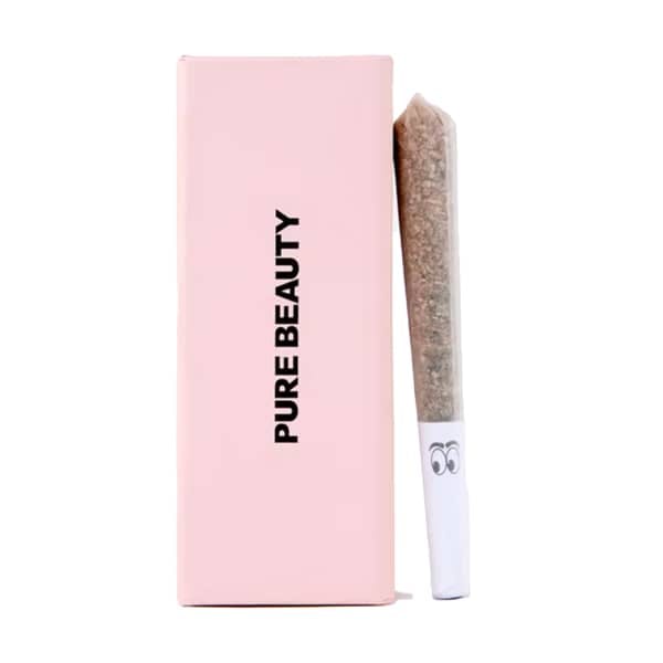 A pack of Pure Beauty's pre-rolls in a soft baby pink.