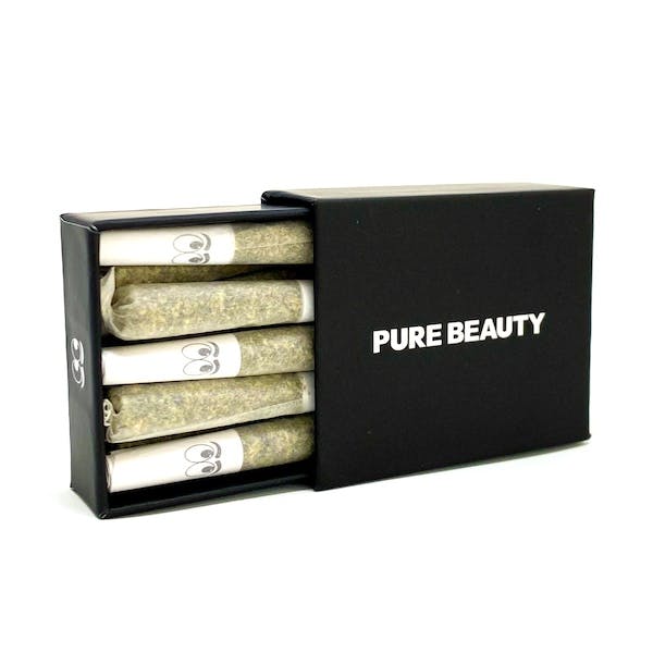 One carton of Pure Beauty's Babies (pre-rolls) with hybrid flower. 