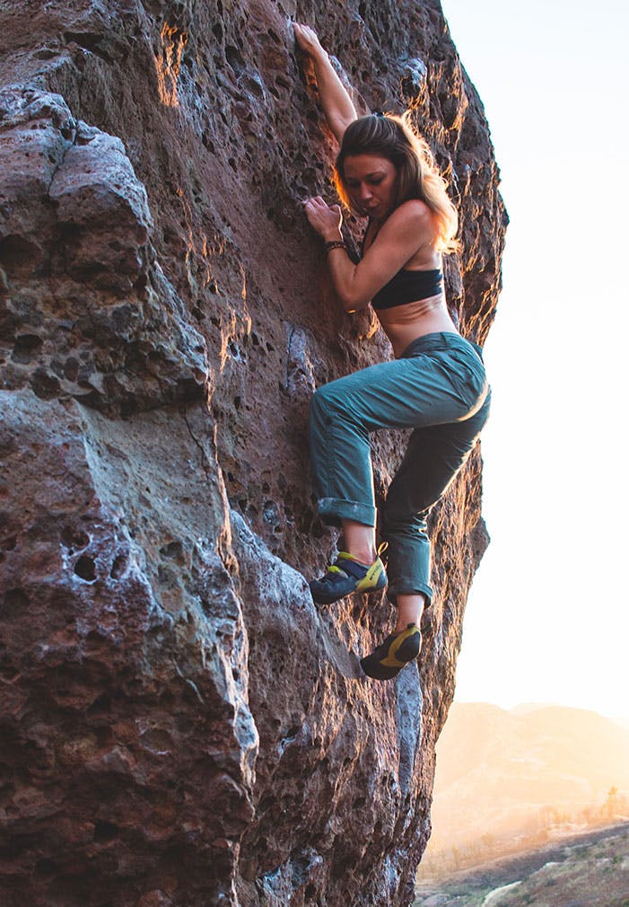 April Davidson rock climbing 