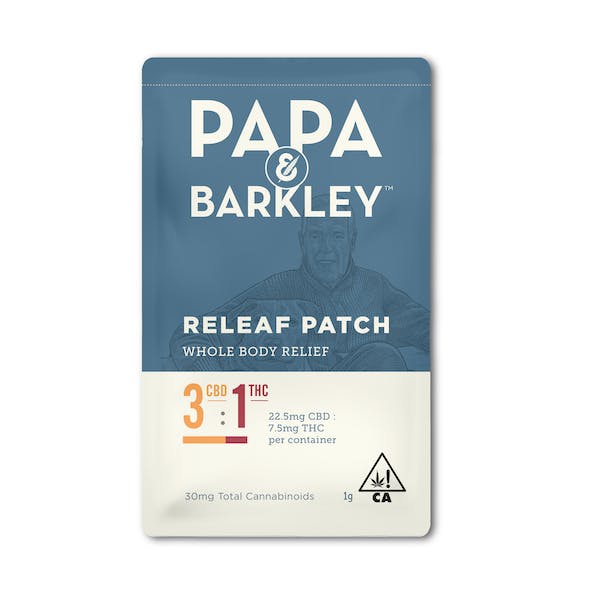 A transdermal patch from Papa & Barkley featuring 3mg CB and 1mg THC. 