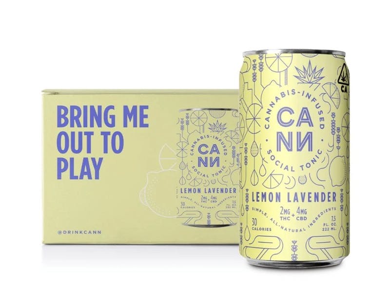 Cannabis infused social tonic Cann in lemon lavender flavor. 