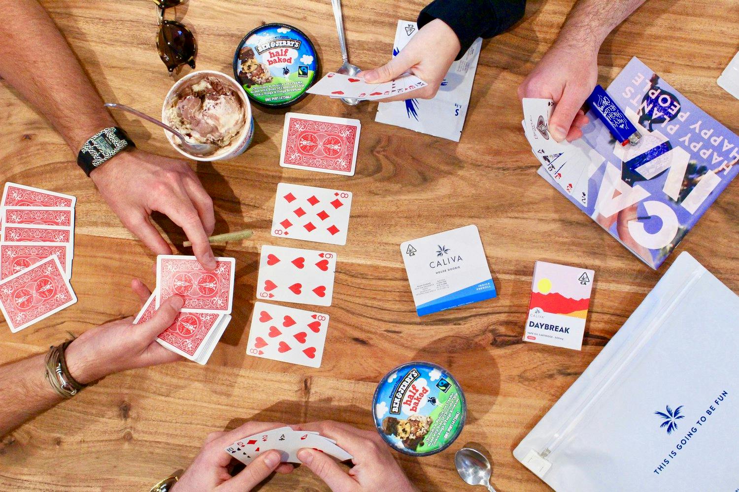 Playing cards with ben & jerry's and cannabis
