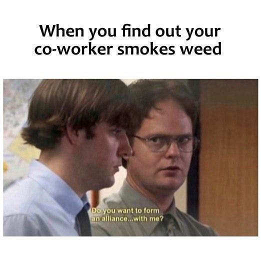 When you find out your co-worker smokes weed