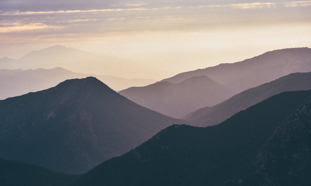 Landscape of foggy mountains