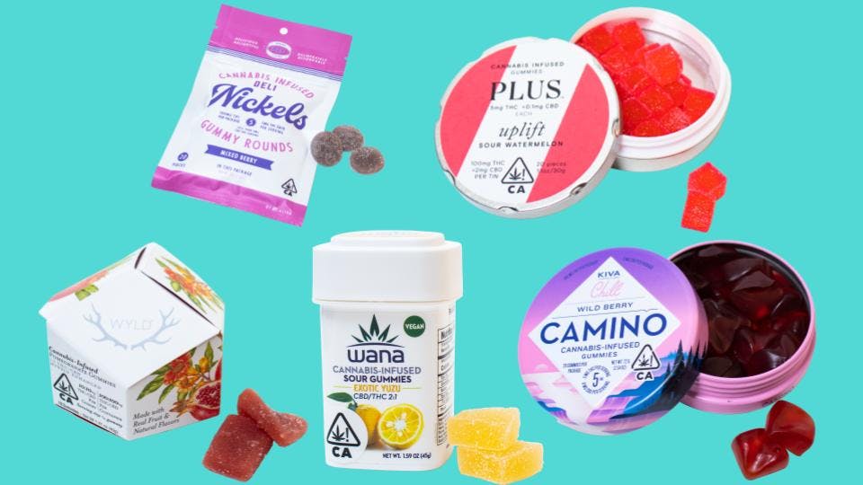 Assorted THC gummies sold at Caliva.com