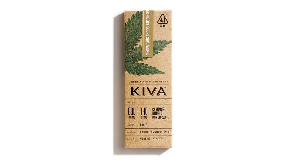 Kiva Ginger CBD Chocolate Bar