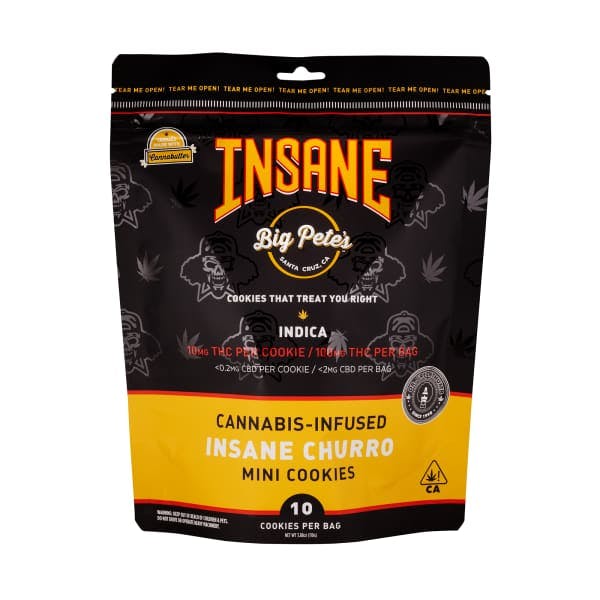 Big Pete's Treats presents Insane Churro mini cookies, infused with 10mg indica THC.