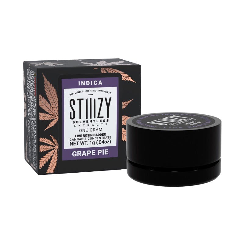 STIIIZY's live rosin badder in Grape Pie strain. 