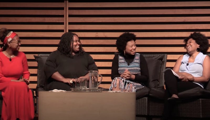 Writers Glory Edim, Jamia Wilson and Renée Watson, moderated by Zalika Reid-Benta