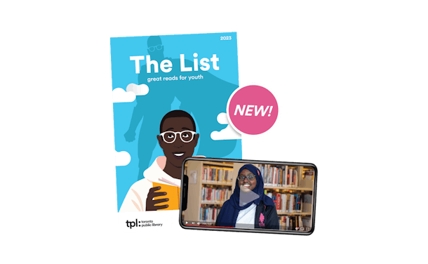 The List brochure, NEW in pink circle and device showing teen