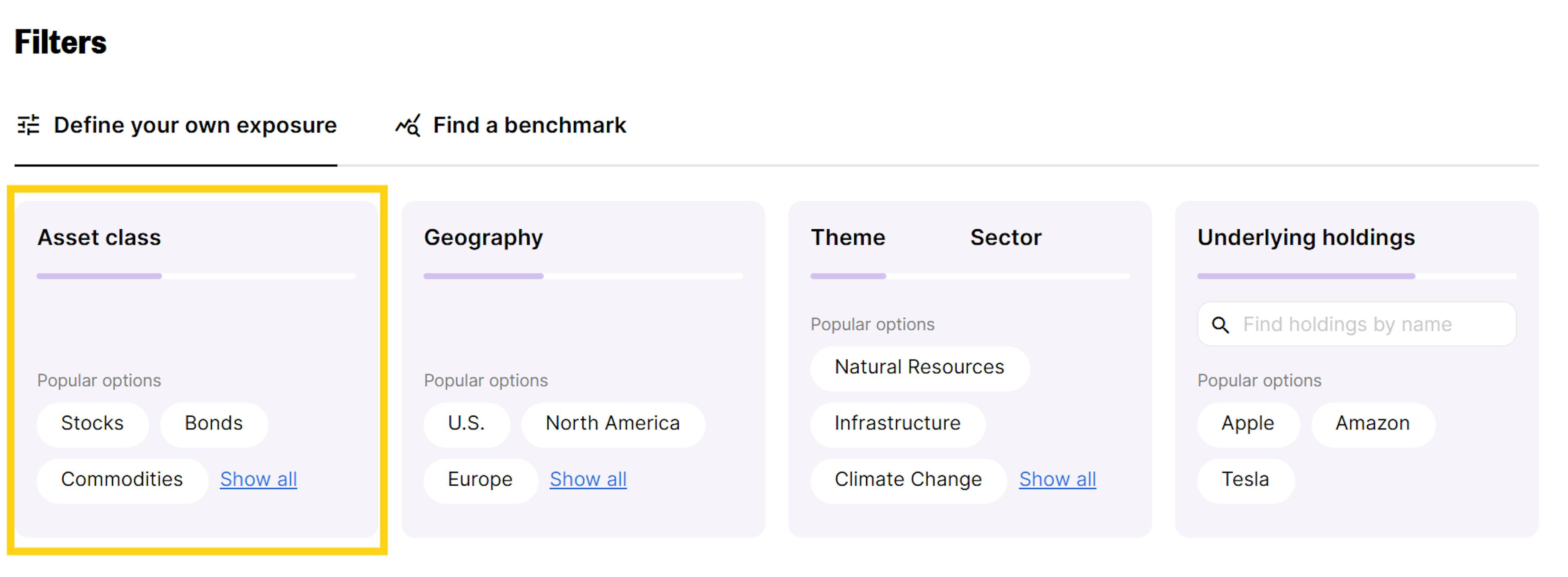 est ETF Screener - Asset Class