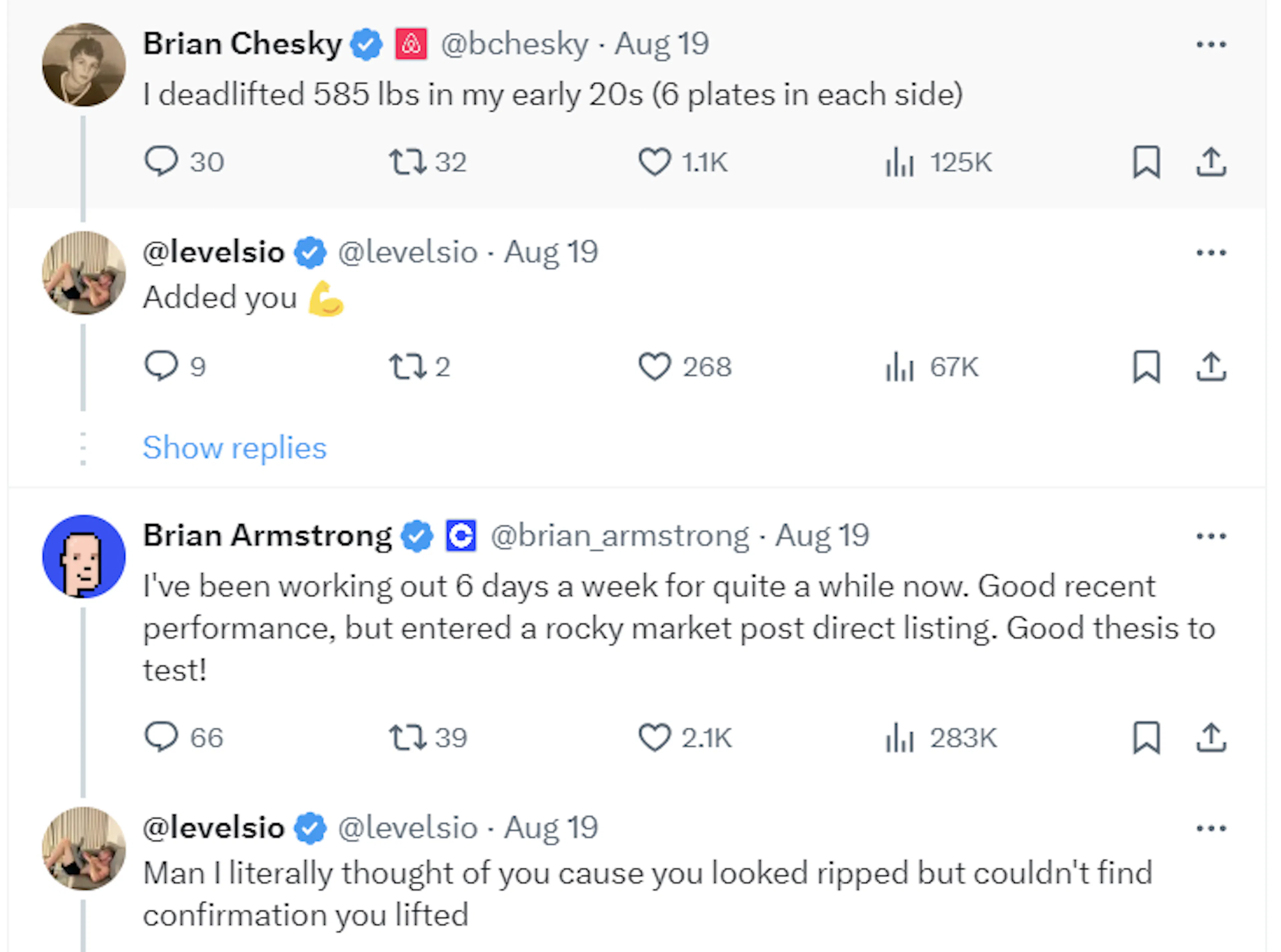 rian chesky and brian armstrong deadlift thread chat