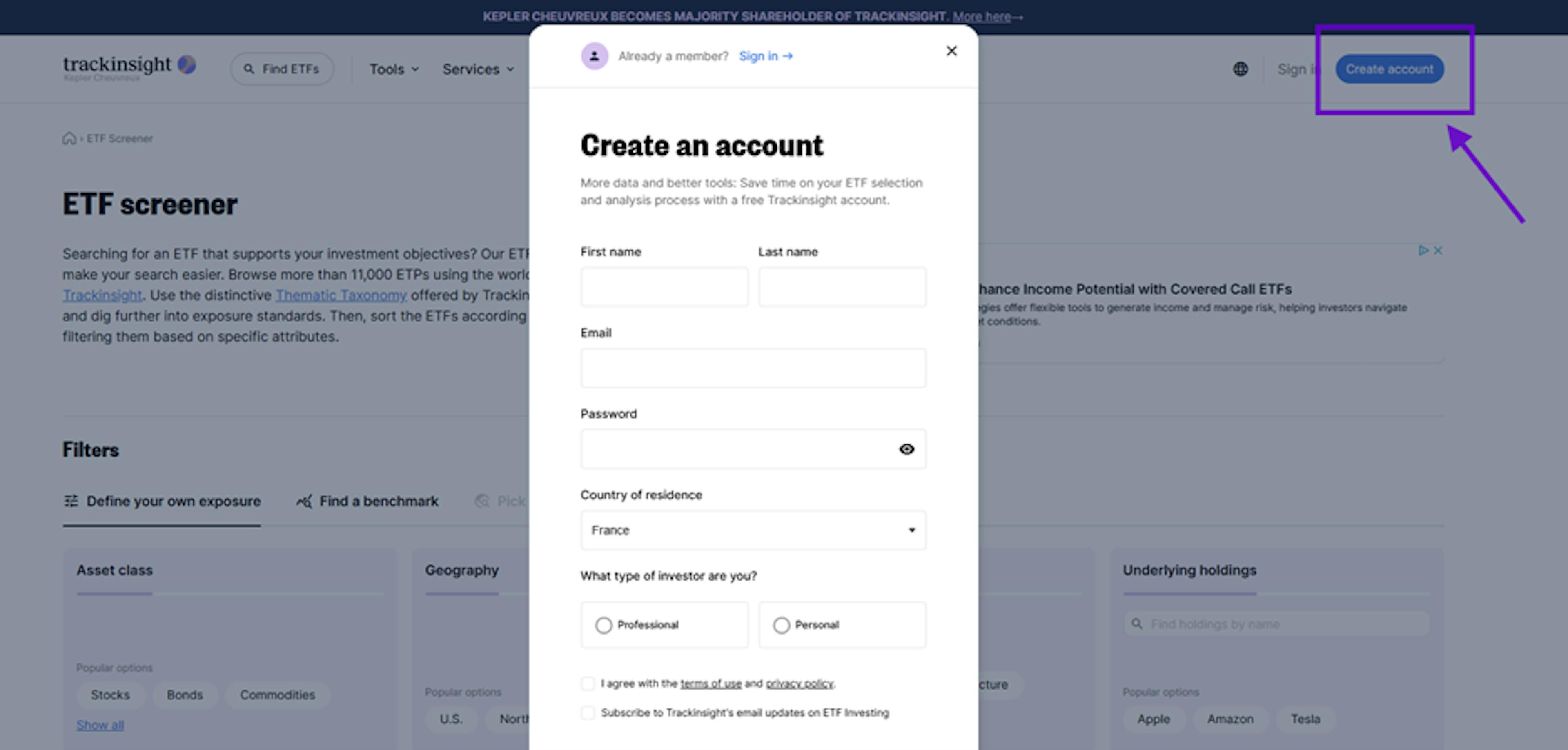 Create an account