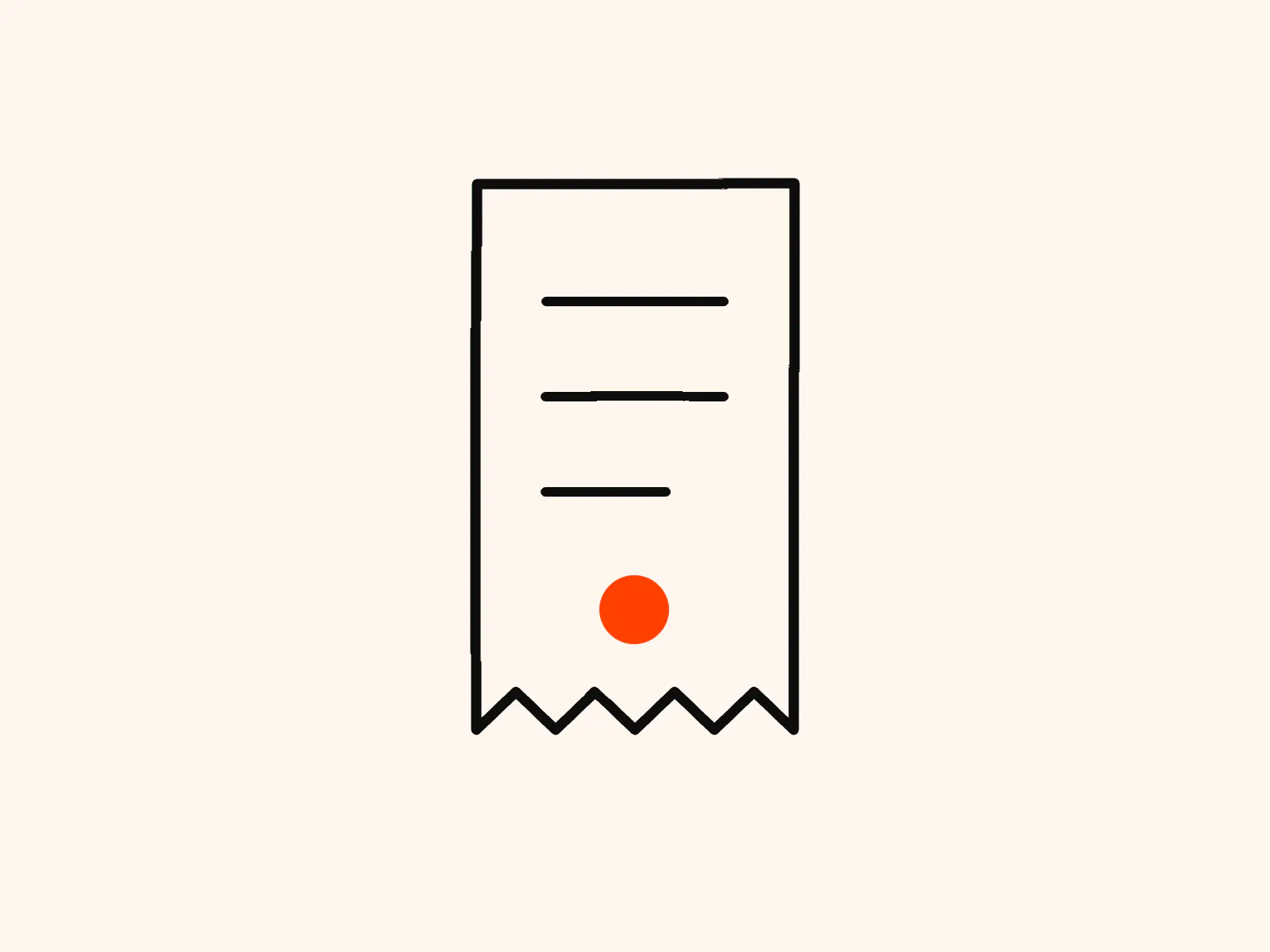 Illustration of a receipt with an orange dot marking the recorded sale, for an ecommerce conversion tracking guide