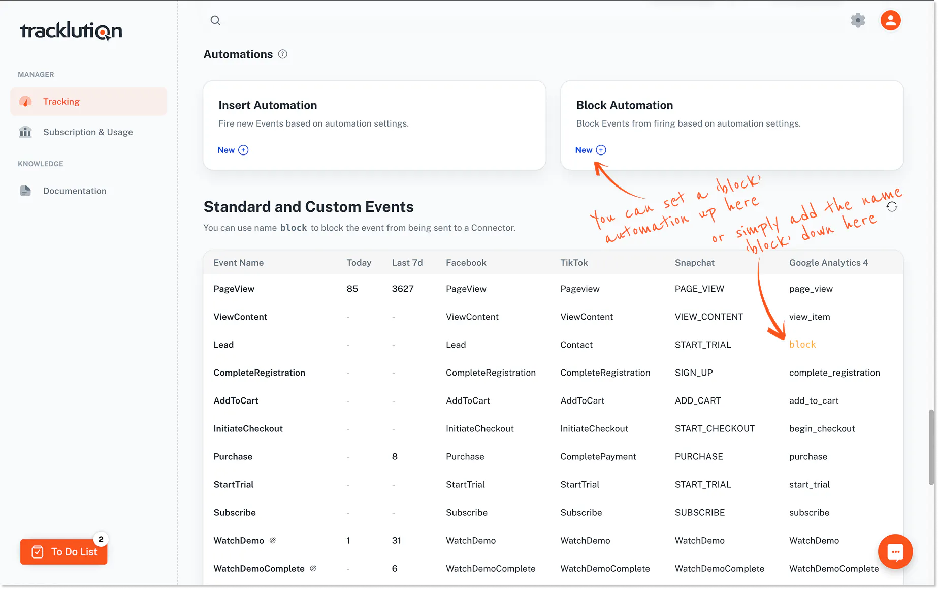 block specific conversions