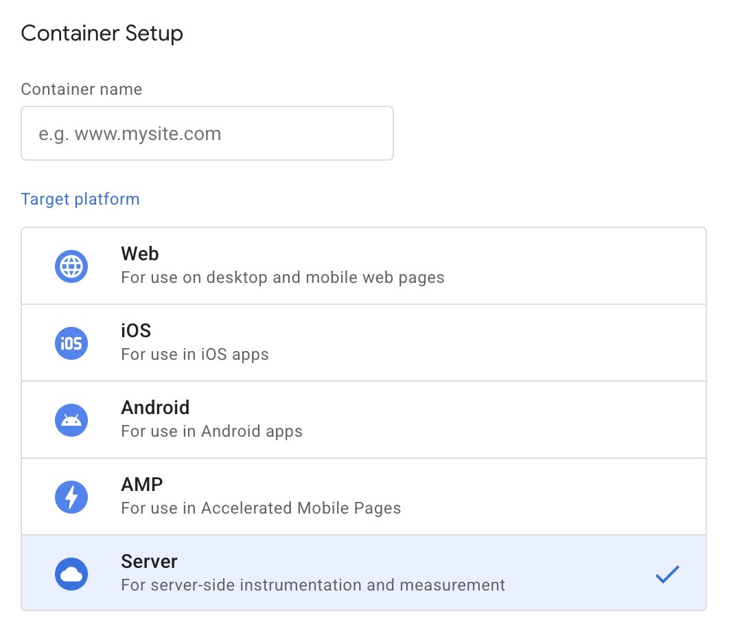 Container setup - sGTM
