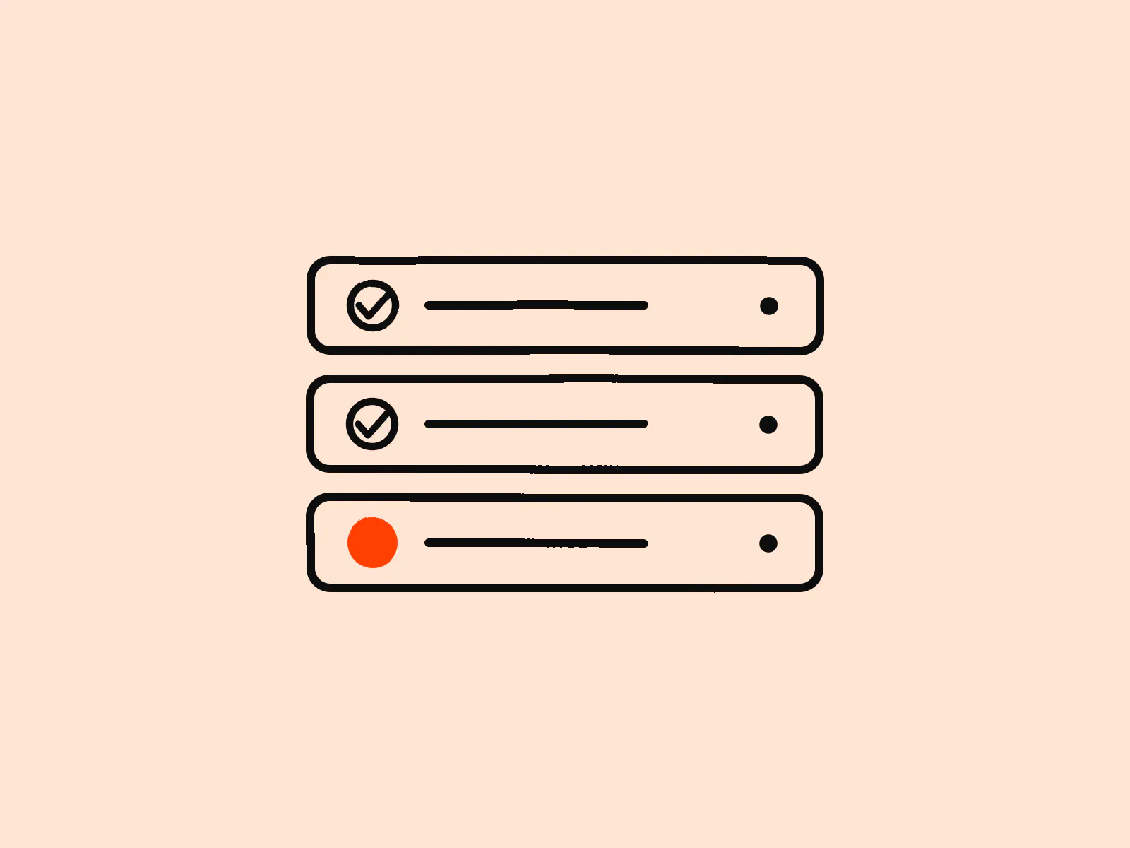 Illustration of a three-step checklist with two steps ticked and the last marked in orange, for a step-by-step server-side tracking setup guide