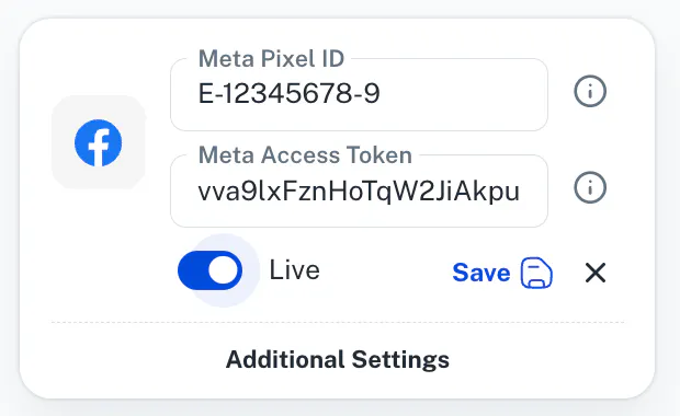 Tracklution Meta connector live status
