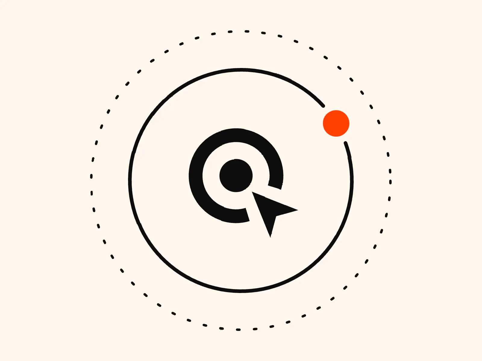 Illustration of the Tracklution logo inside a dotted orbit, for a guide to switching to Tracklution safely