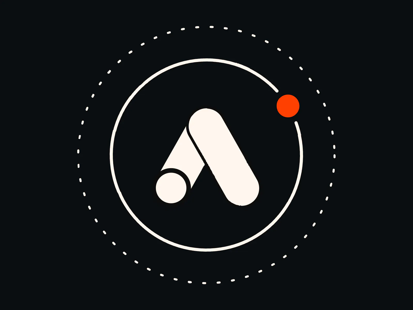 Illustration of the Google Ads logo inside a dotted orbit, for a Google Ads server-side tracking guide