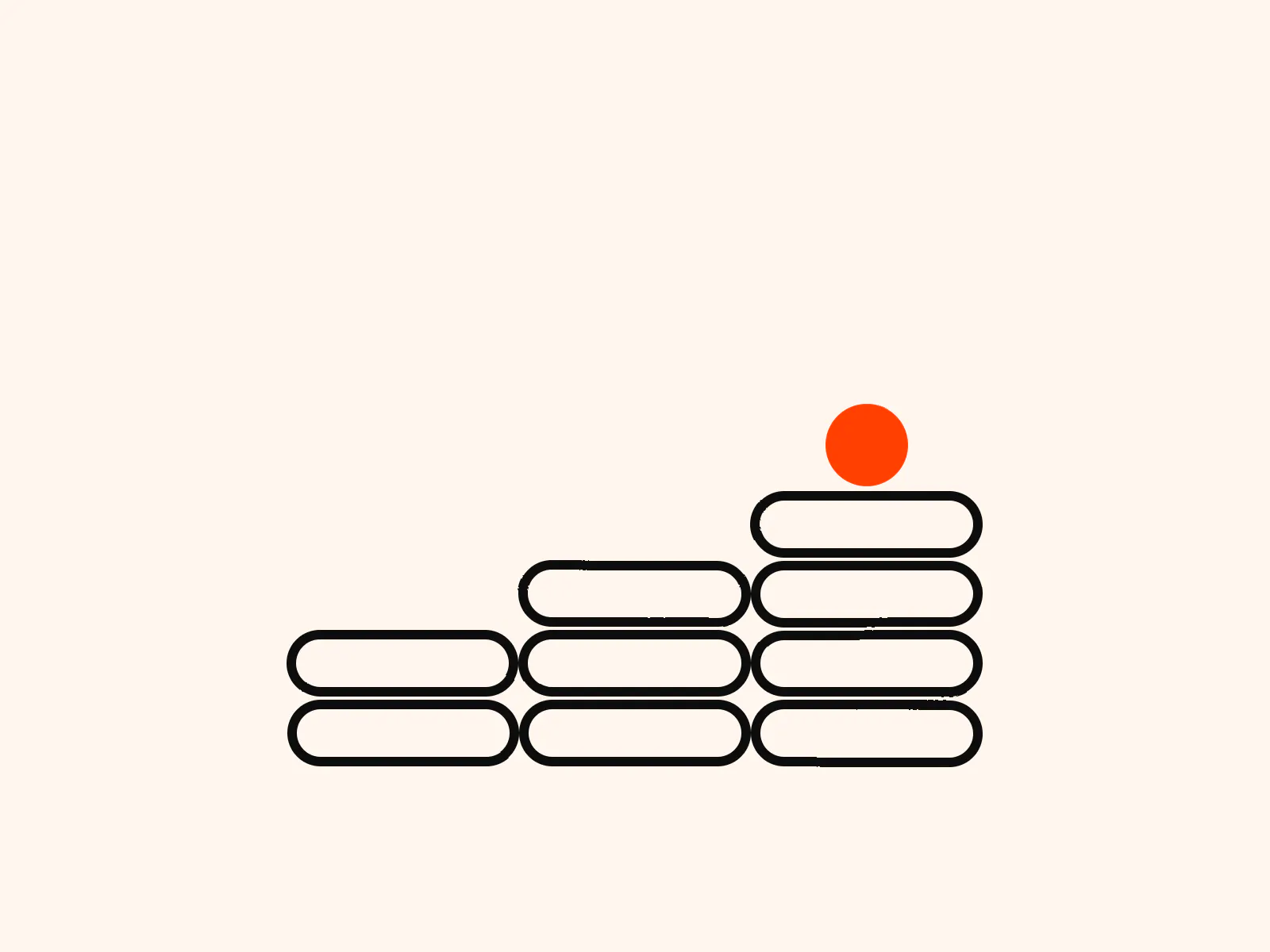 Illustration of coin stacks rising in three steps to an orange coin, for an article on marketing spend optimization