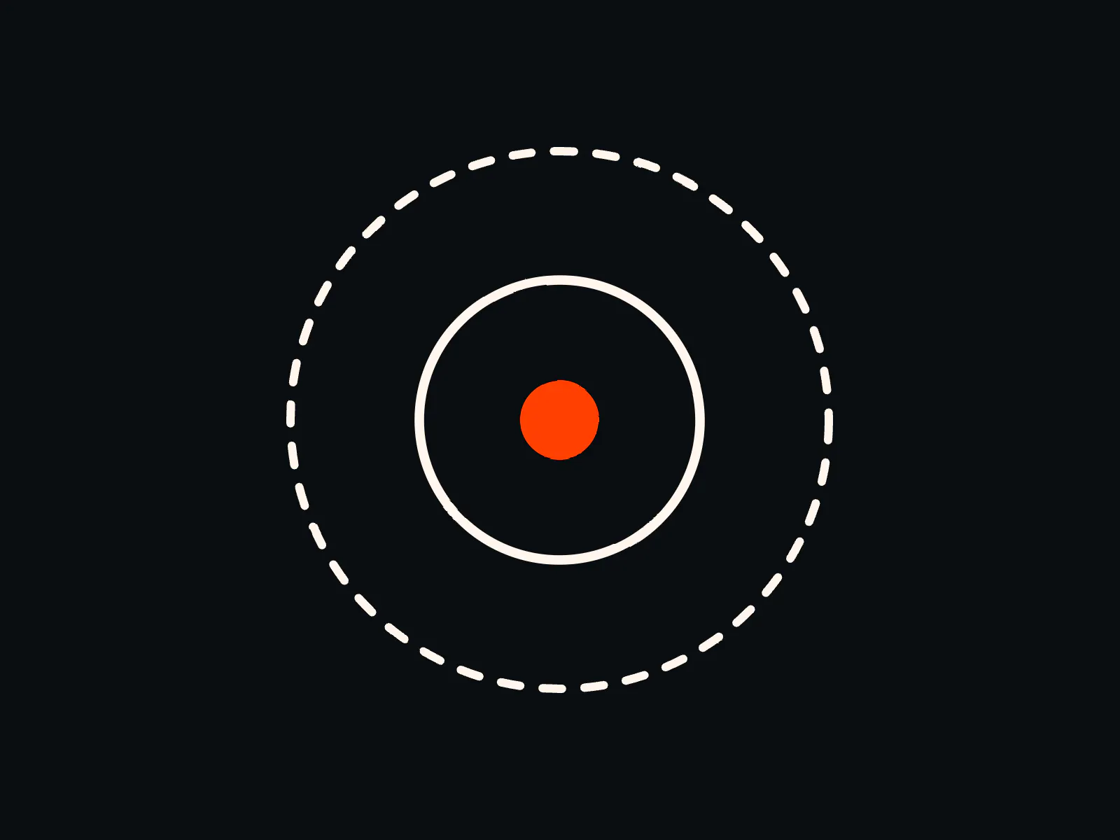 Illustration of an orange dot inside a solid ring and a dashed outer ring, for an article busting server-side tracking myths