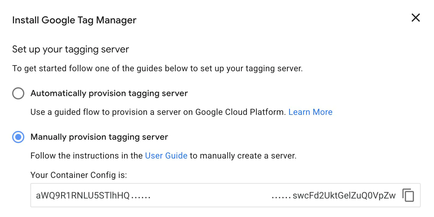 Install Google Tag Manager, provisioning your server