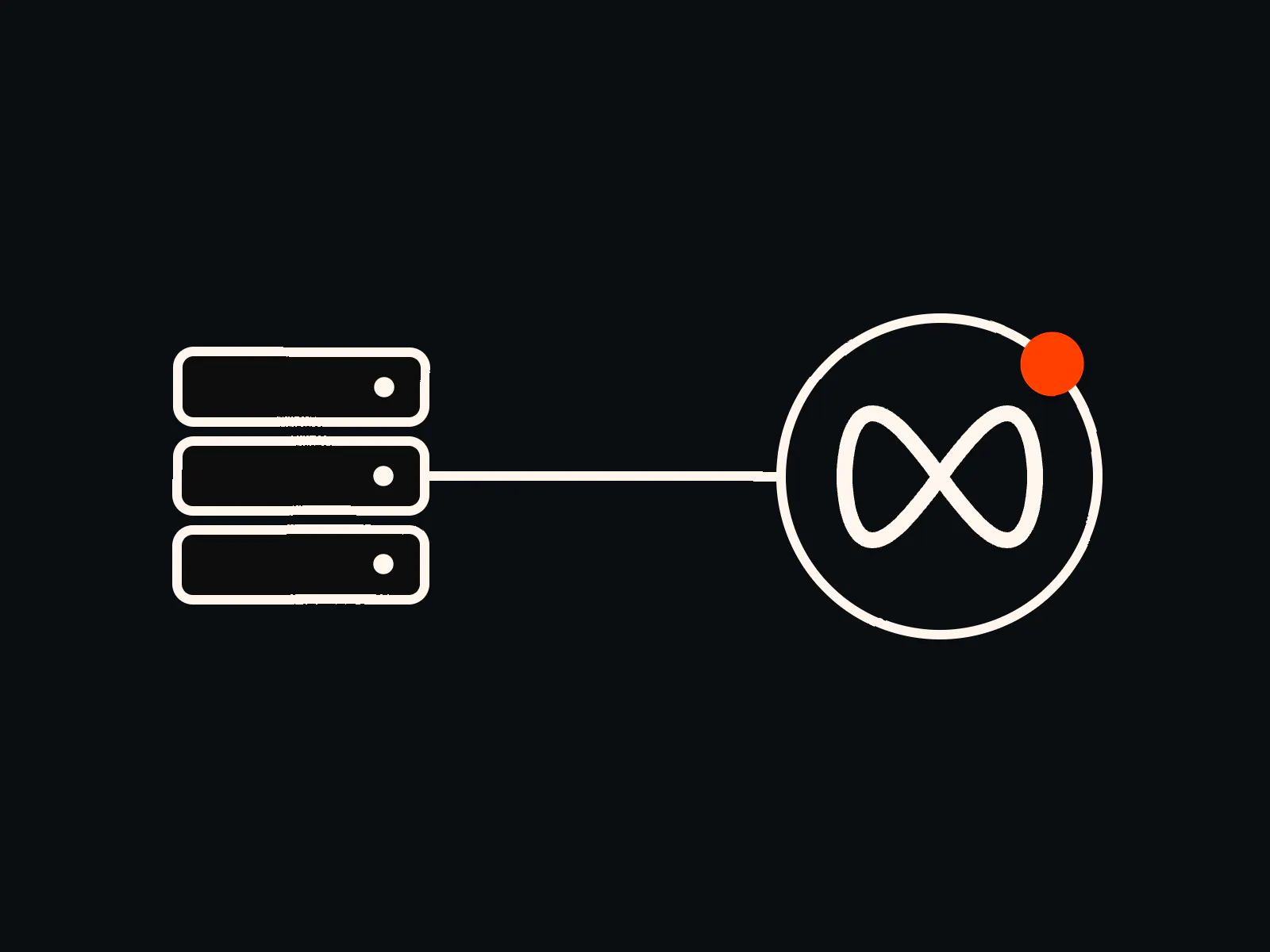 Illustration of a server stack connected to the Meta logo in a ring, for an article on the Meta Conversions API Gateway