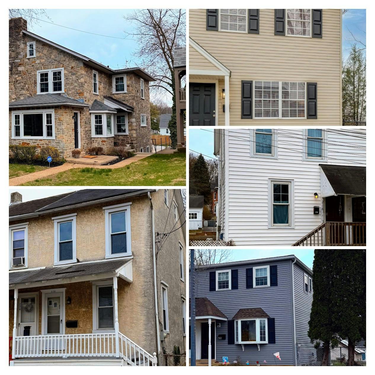 Collage of 5 Houses in Downingtown Borough, PA