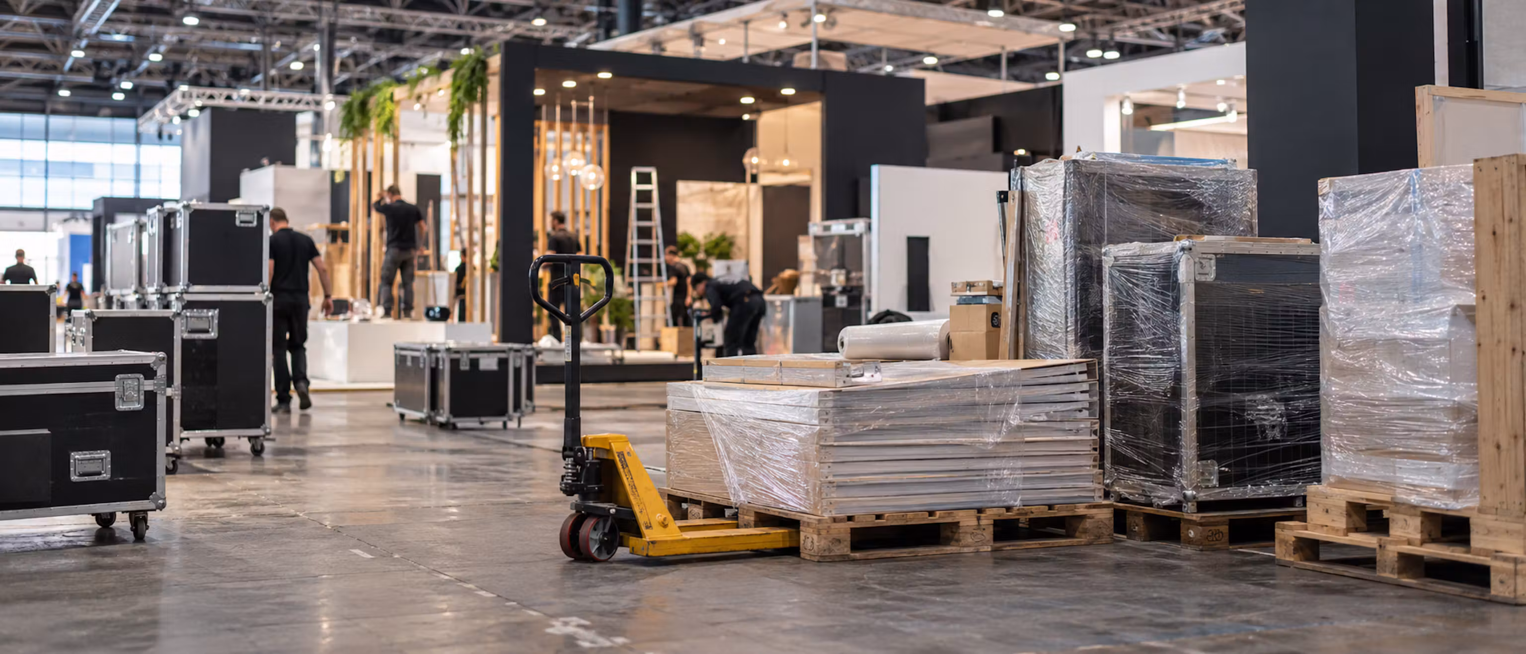 Opbouw van een drukke vakbeurs
