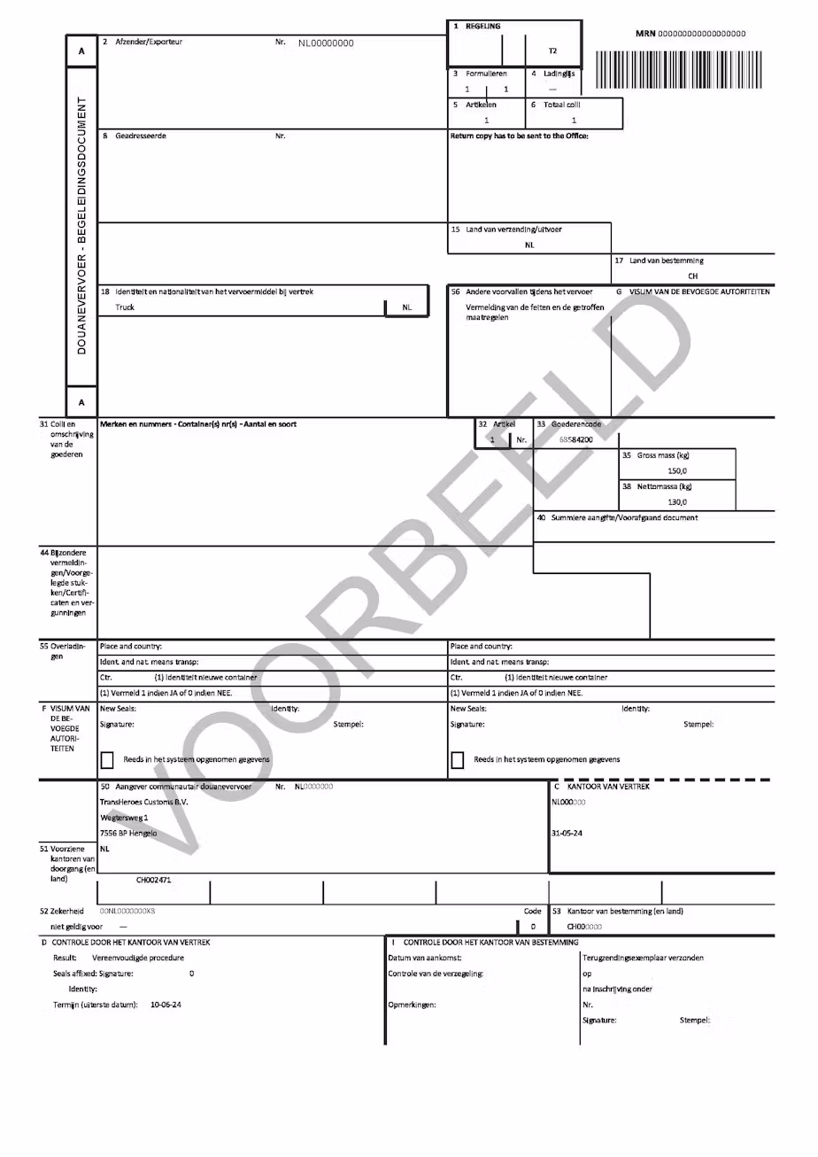 Voorbeeld van een T2 document