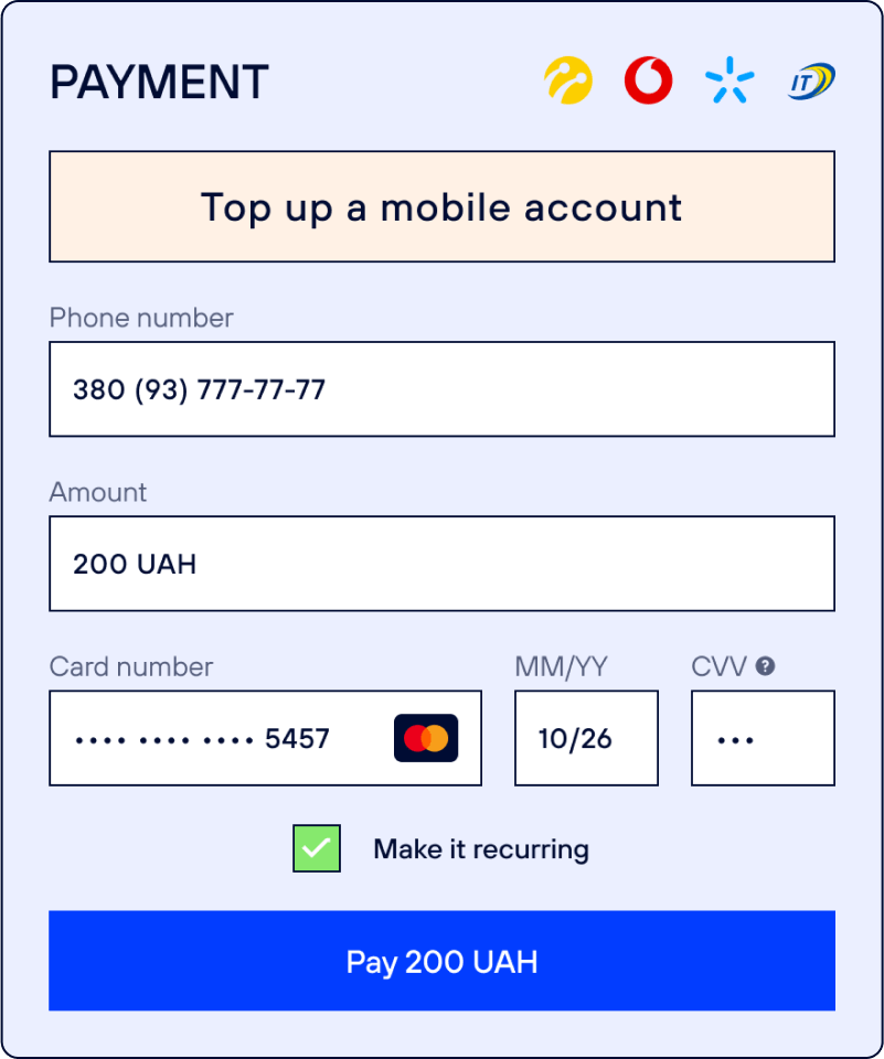 Via Tranzzo payment page