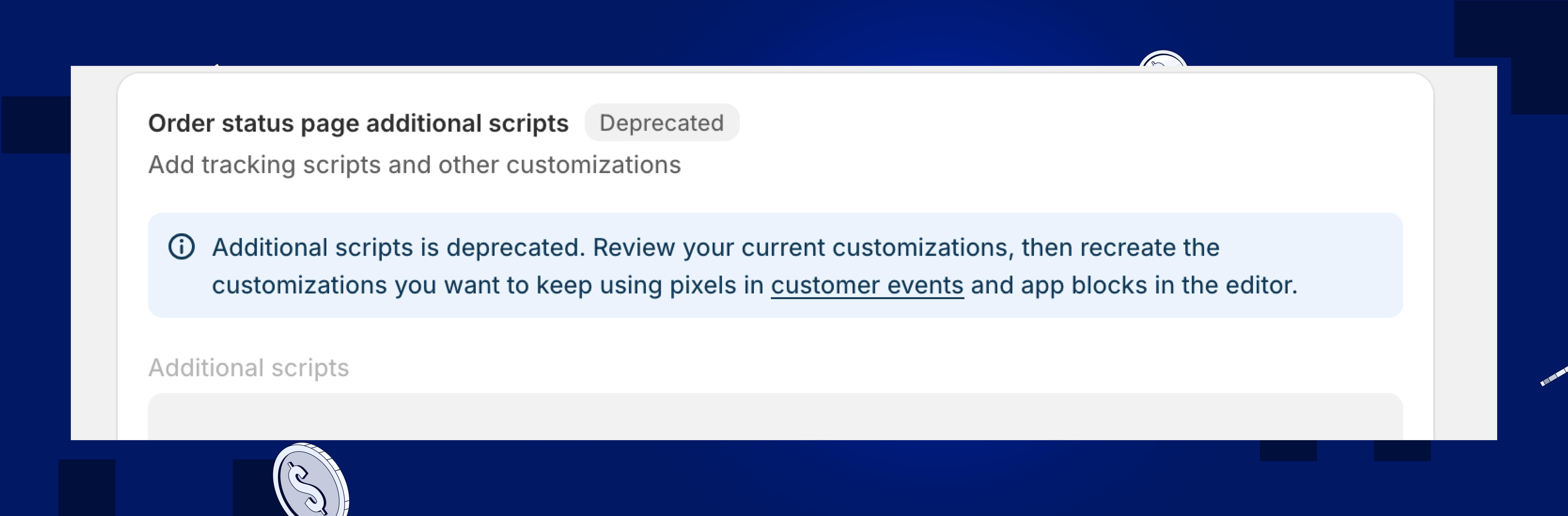 Order status page additional scripts is disabled for merchants , with no other alternative