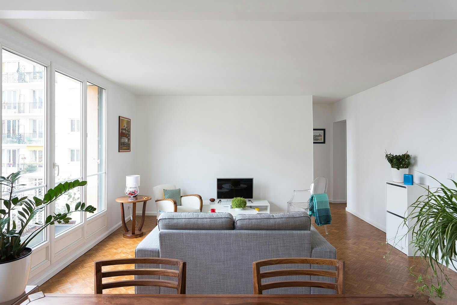 Rénovation parquet damier dans appartement parisien