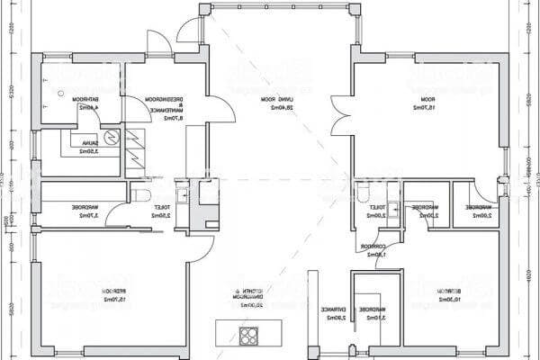 Plan d'une maison moderne de plain pied