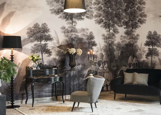 papier peint salon tropique