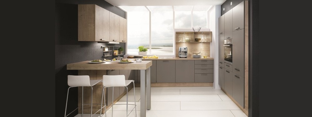 cuisine Aviva bi-colore aux teintes grises et bois