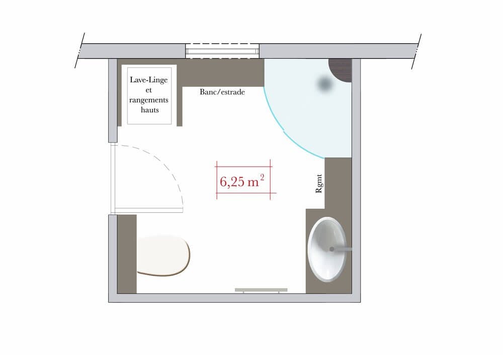 Plan agencement salle de bain 6m2