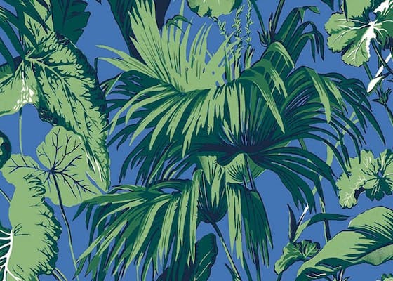 papier peint palm bleu vert