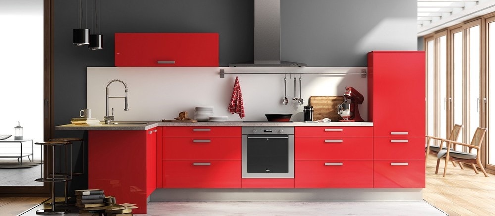 cuisine Aviva rouge haute brillance