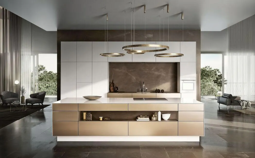 Cuisine de luxe allemande totalement intégrée au salon