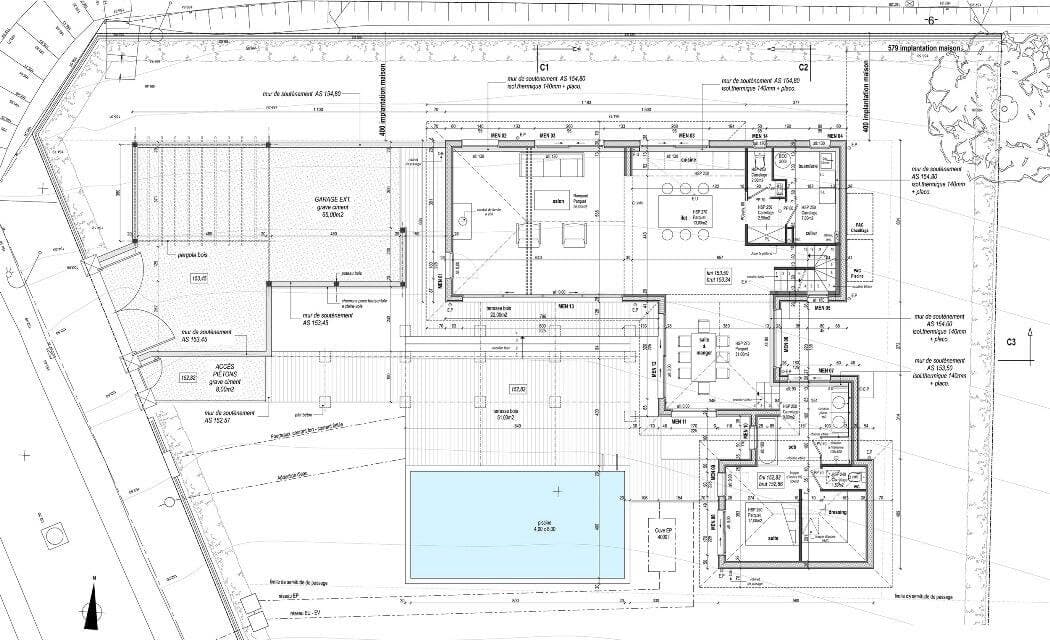 Plan technique d'une maison avec cotes