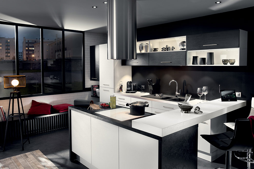 cuisine SoCoo c moderne contraste de noir et blanche