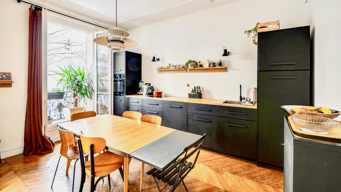 cuisine ouverte salon haussmannien
