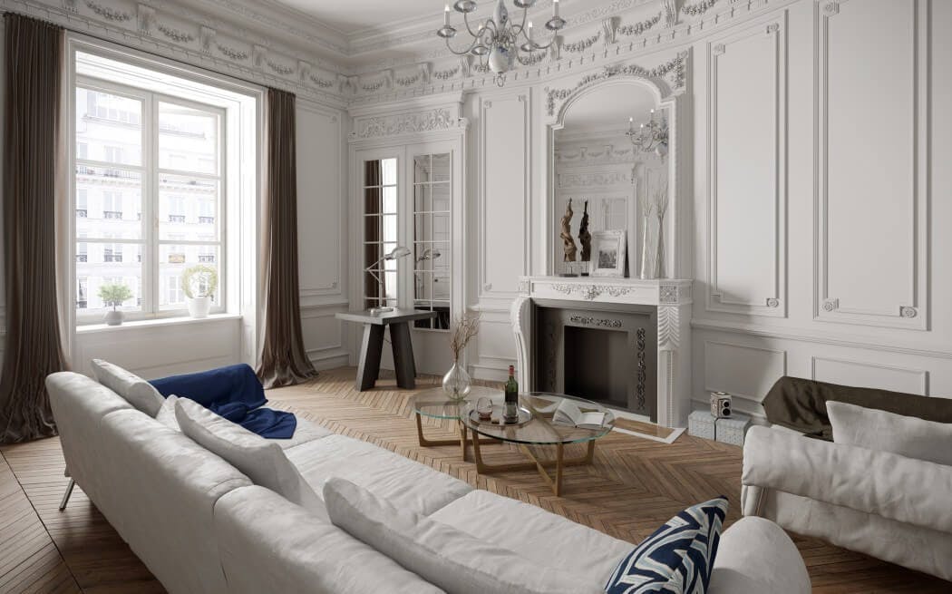 Intérieur d'un appartement Paris 16e rénové